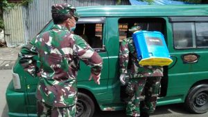Pasiter Kodim 0607 Pimpin Penyemprotan Disinfektan