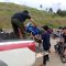 Salah seorang anggota kepolisian saat mengamankan kendaraan yang diduga digunakan untuk kegiatan balapan liar di area pembangunan Tol Bocimi.