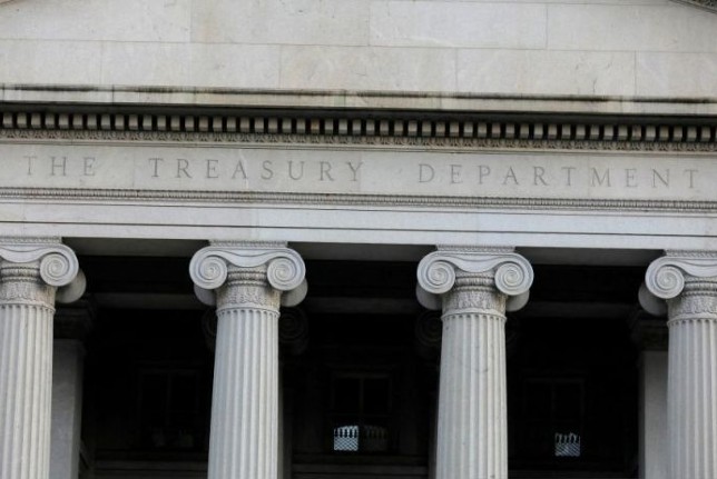 Ilustrasi Gedung Departemen Keuangan AS di Washington, DC, AS.