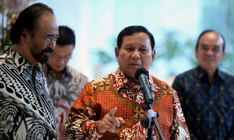 Ketua Umum Partai NasDem Surya Paloh dan Ketua Umum Partai Gerindra Prabowo Subianto