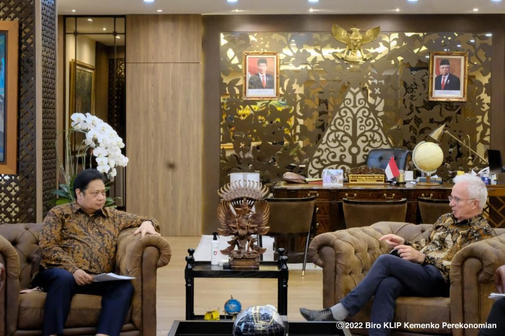 Direktur Sands saat bertemu dengan Menteri Koordinator Bidang Perekonomian Airlangga Hartarto