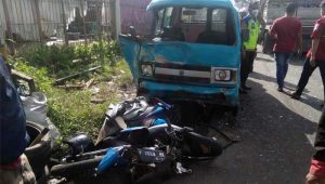 Laka Lantas Caringin Bogor, Dua Motor dan Satu Angkot Ringsek