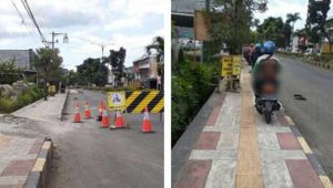 Pengendara di Cianjur Bandel, Terobos Macet Lewat Trotoar Jalan Abdullah Bin Nuh