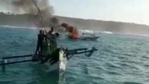 Perahu Nelayan Ujung Genteng Sukabumi Terbakar