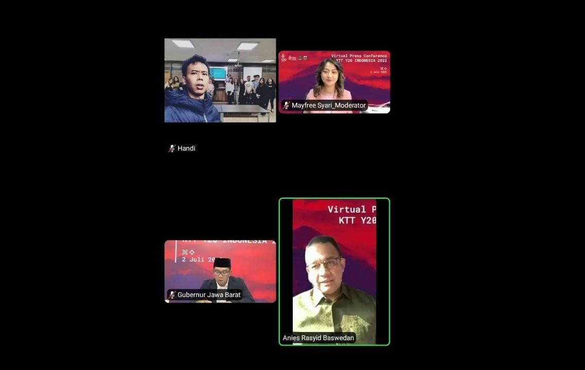 Jumpa pers virtual jelang forum Konferensi Tingkat Tinggi Youth 20 (KTT Y20) yang akan diadakan di Jakarta