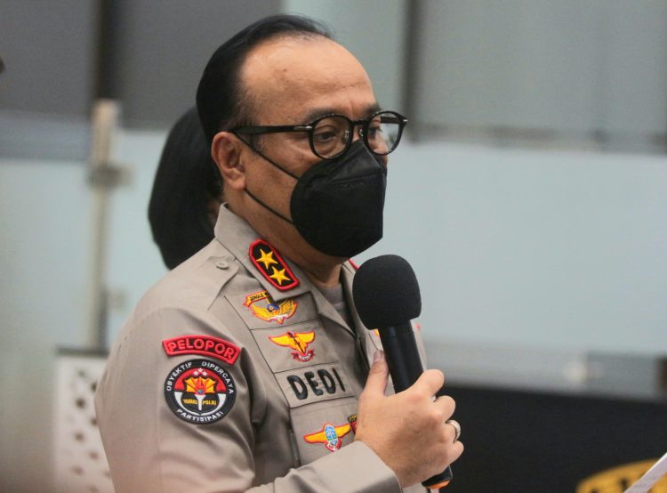 Kadiv Humas Polri Irjen Pol Dedi Prasetyo saat konferensi Pers di gedung Bareskrim, Mabes Polri, Jakarta, Jumat (26/8/2022). Menurut Kadiv Humas Polri Irjen Pol Dedi Prasetyo, setelah menjalani