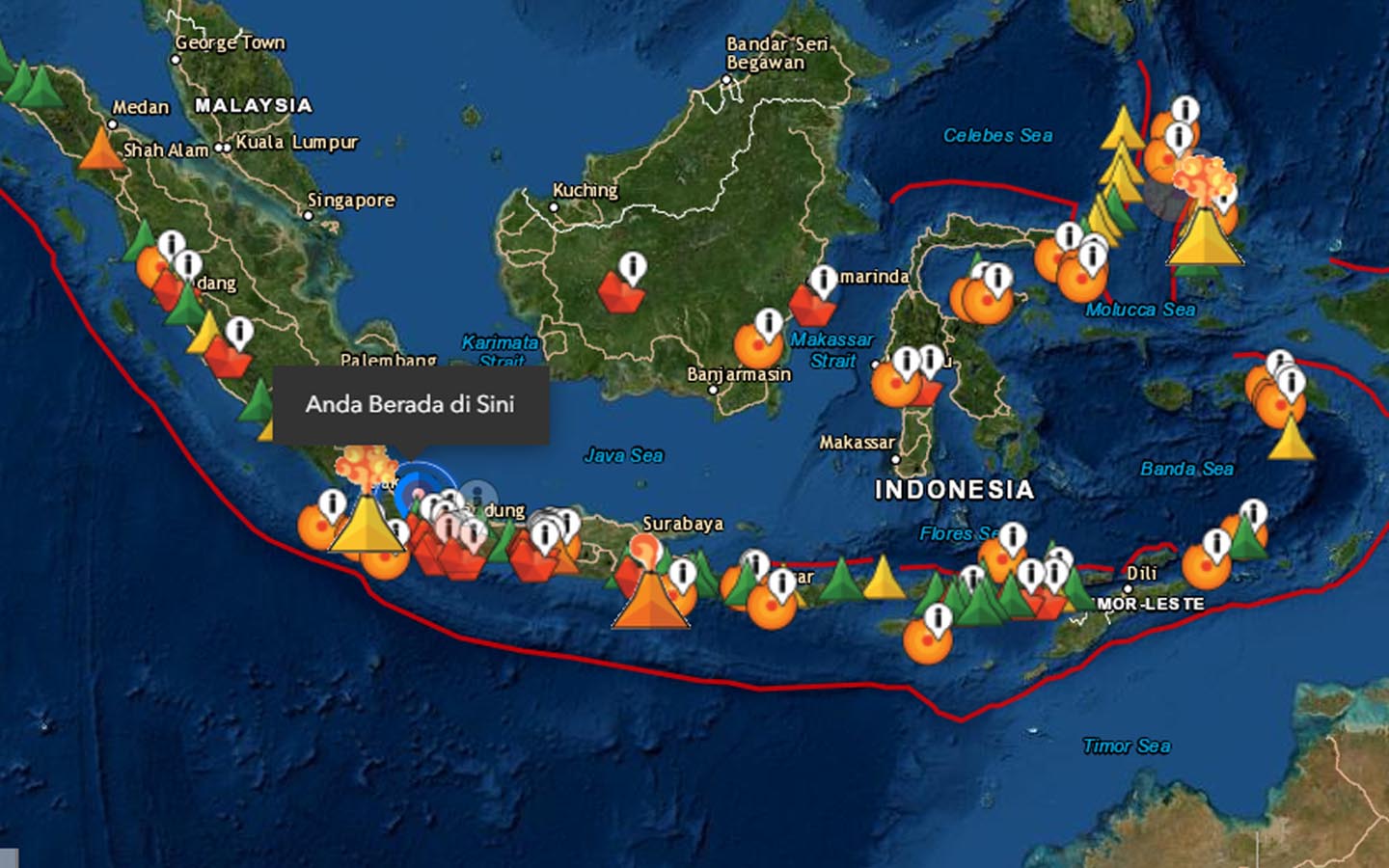 Pantauan satelit yang menunjukan kondisi Gunung Anak Krakatau
