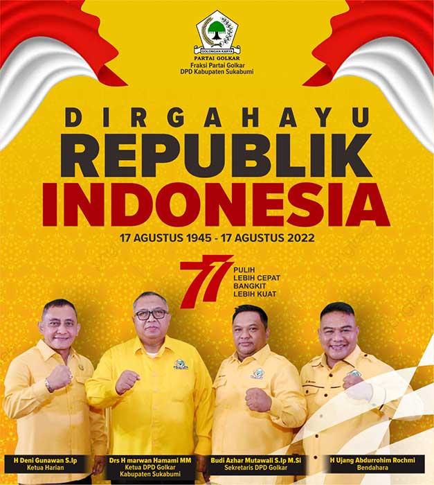 Dirgahayu Republik Indonesia ke-77 Partai Golkar Kabupaten Sukabumi