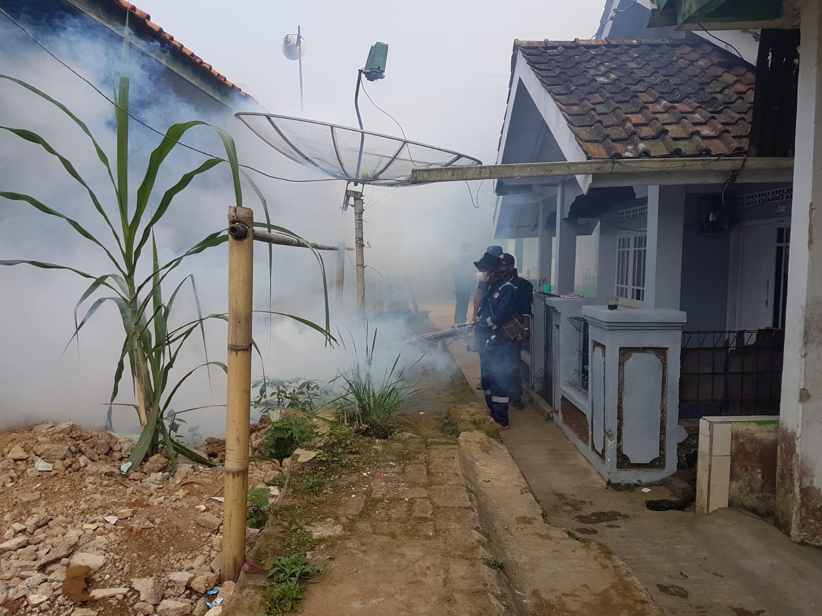 Sejumlah petugas Dinkes Kota Sukabumi saat melakukan foging