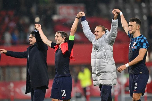 Pelatih timnas Kroasia Zlatko Dalic (kiri), gelandang Luka