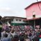 Warga dan buruh saat melakukan aksi demonstrasi di halaman pabrik PT MCA Sukabumi