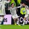 Gelandang Juventus Nicolo Fagioli (tengah) melakukan selebrasi dengan penyerang Federico