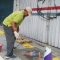 Kondisi penutup manhole di Pedestrian Jalan Ahmad Yani, Kecamatan Cikole, Kota Sukabumi digondol maling,