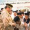 Ketua Umum DPP Partai Golkar Airlangga saat bersalaman dengan Santri Yaspida disela-sela menghadiri pelantikan Pengurus Wilayah Majelis Dakwah Islamiah (MDI) Jawa Barat di Ponpes Salafi Terpadu Darusyifa Al-Fitroh Yaspida