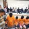 Kapolres Sukabumi saat merilis para tersangka perbuatan kekerasan kepada enam anak