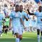 Penyerang Inter Milan Edin Dzeko (kedua