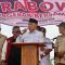 Ketua DPP Partai Gerindra Heri Gunawan (Hergun) saat menyampaikan sambutan dalam acara peringatan HUT ke-15 Partai Gerindra dan Konsolidasi serta Silaturahmi SATRIA di Lapangan Sepak Bola Pakuwon, Desa Cibodas, Kecamatan Bojonggenteng, Kabupaten Sukabumi, Sabtu (11/2).
