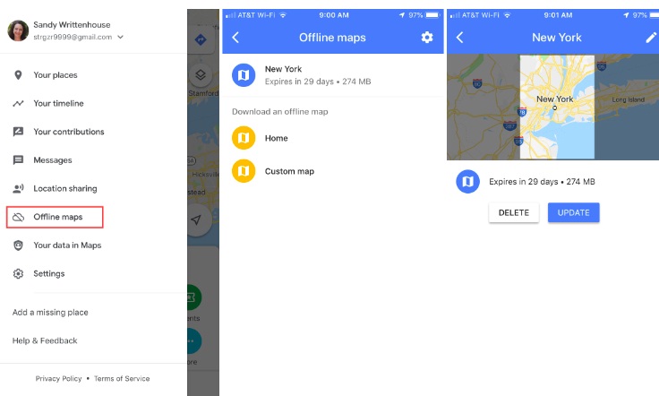 Tampilan Google Maps offline area.-Google Map-