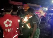 PENCARIAN : Petugas gabungan saat koordinasi untuk melakukan pencarian seorang petugas surveyer dari yang dikabarkan tenggelam di sungai Jembatan Cikukulu, Desa Cibolang Kaler, Kecamatan Cisaat pada Jumat (05/05) malam.