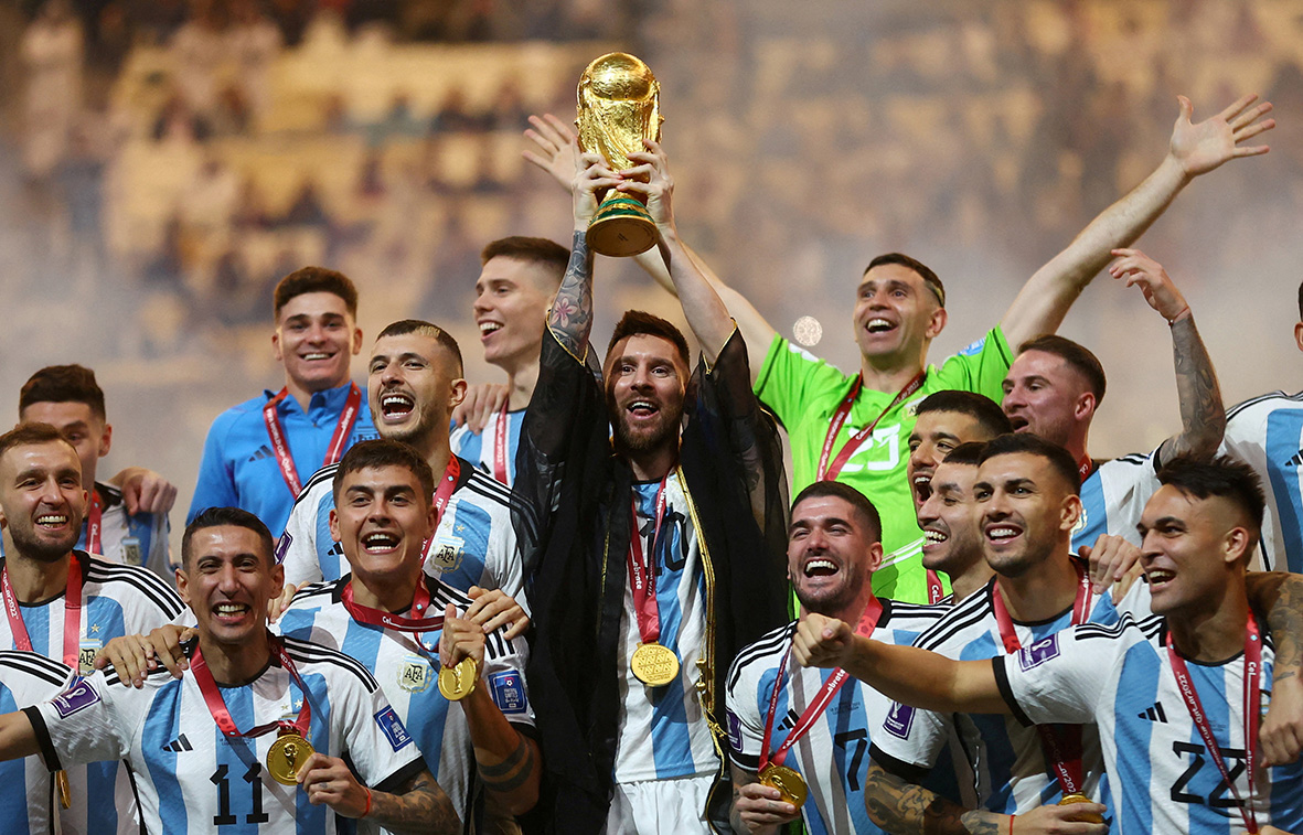 Argentina saat menjuarai Piala Dunia 2022. Mereka akan melawan Indonesia 19 Juni 2023-Reuters-