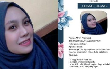 Wiwi Alanwari (17), siswi kelas 1 Sekolah Menengah Atas Negeri (SMAN) asal Cikole, Kota Sukabumi hilang sejak Sabtu (20/5) malam