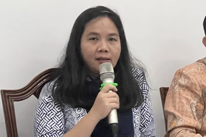 Wakil Ketua Komnas Perempuan Mariana Amiruddin dalam Konferensi Pers Hari Anti Penyiksaan di Kantor Komnas HAM, Jakarta Pusat, Senin (26/6/2023).