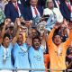 Manchester City menekuk Manchester United dengan skor 2-1 pada partai final Piala FA di Stadion Wembley, London, Sabtu.