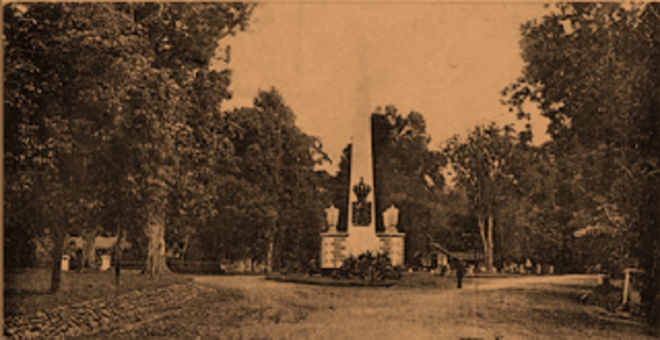 Tugu Putih atau de Witte Paal Kota Bogor tahun 1870 yang  kini Tugu Air Mancur