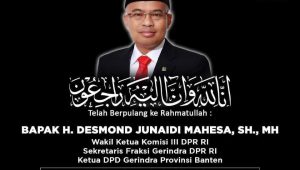 Wakil Ketua Umum Partai Gerindra Desmon J Mahesa Meninggal Dunia