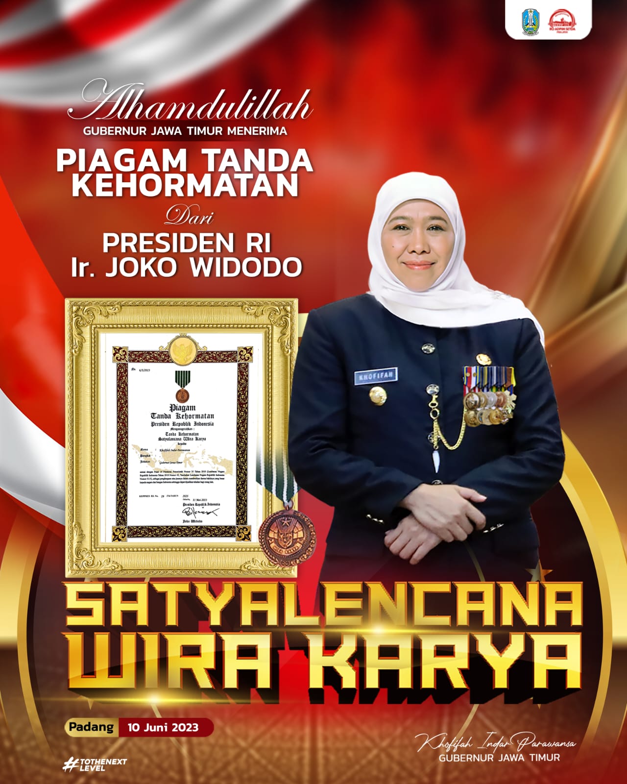 Khofifah Raih Penghargaan Tanda Kehormatan Satyalancana Wirakarya