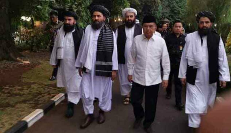 Ilustrasi kunjungan Taliban ke Indonesia saat bertemu Yusuf Kalla ketika masih menjabat sebagai Wakil Presiden-Twitter/@alvinptr-