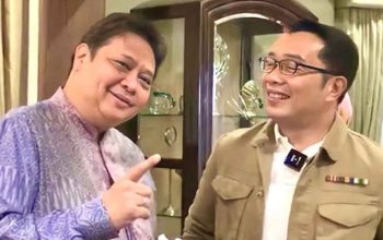 Wakil Ketua Umum (Waketum) Partai Golkar Ridwan Kamil dan Ketua Umum Partai Golkar Airlangga Hartarto/Net