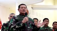 Panglima TNI Laksamana TNI Yudo Margono saat memaparkan rencana Latihan Gabungan TNI 2023 di Sesko TNI, Kota Bandung