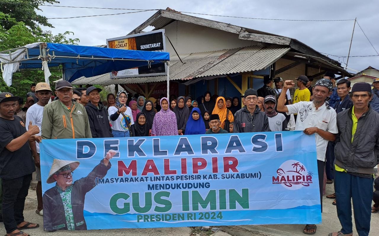 Masyarakat Lintas Pesisir (Malipir) Kabupaten Sukabumi, menggelar aksi deklarasi dukungan (4/7/23) kepada Abdul Muhaimin Iskandar atau yang kini akrab disapa Gus Imin