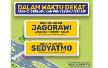 Menurut pihak Jasa Marga, penyesuaian tarif Tol Jakarta-Bogor-Ciawi (Jagorawi) dan Jalan Tol Prof. Dr. Ir. Sedyatmo atau Tol Bandara akan di berlakukan dalam waktu dekat.-jasamarga-