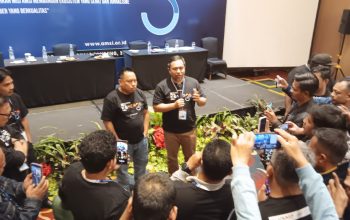 Wahyu Dhyatmika, Ketua Umum AMSI saat mengumumkan susunan pengurus nasional AMSI periode 2023-2027 yang akan mulai bertugas 18 September 2023.