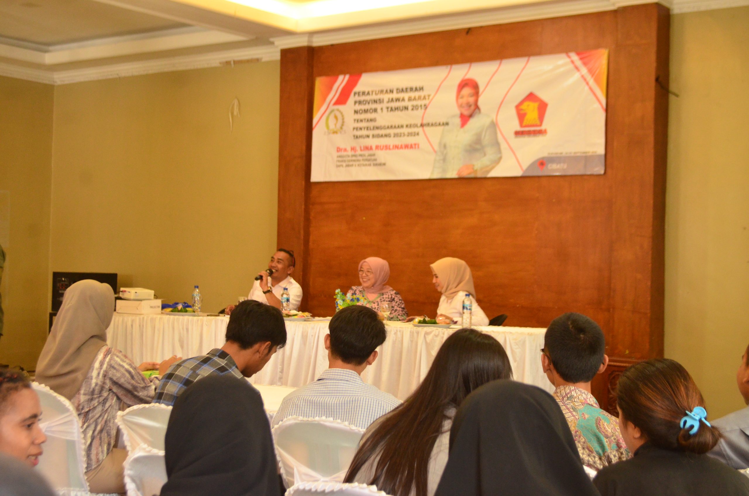 Anggota DPRD Jawa Barat dari Fraksi Gerindra Lina Ruslinawati kembali melakukan penyebarluasan Perda No. 1 Tahun 2015 tentang Penyelenggaran Keolahragaan., pada Senin (25/09/2023).