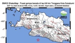Pagi Tadi, Sukabumi Diterjang Gempa 3,8 Magnitudo, Warga : Getarannya Cepat