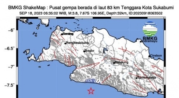 Pagi Senin (18/09/2024) wilayah Sukabumi merasakan getaran gempa sekira pukul 06.35 WIB.