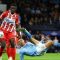 Pemain Manchester City Phil Foden menembakkan bola ke arah gawang Red Star Belgrade pada laga pertama Liga Champions di Etihad Stadium, Manchester, Inggris, Selasa (19/9/2023). City menang 3-1 atas Red Star Belgrade.