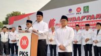 Bakal pasangan calon peserta Pilpres 2024 Anies Baswedan-Muhaimin Iskandar di Kantor DPP PKS, Jakarta Selatan, Jakarta, Kamis (19/10/2023). 