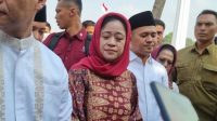 Ketua DPR RI Puan Maharani usai mengikuti upacara Hari Santri di Tugu Pahlawan Surabaya, Minggu (22/10/2023). (Willi Irawan).
