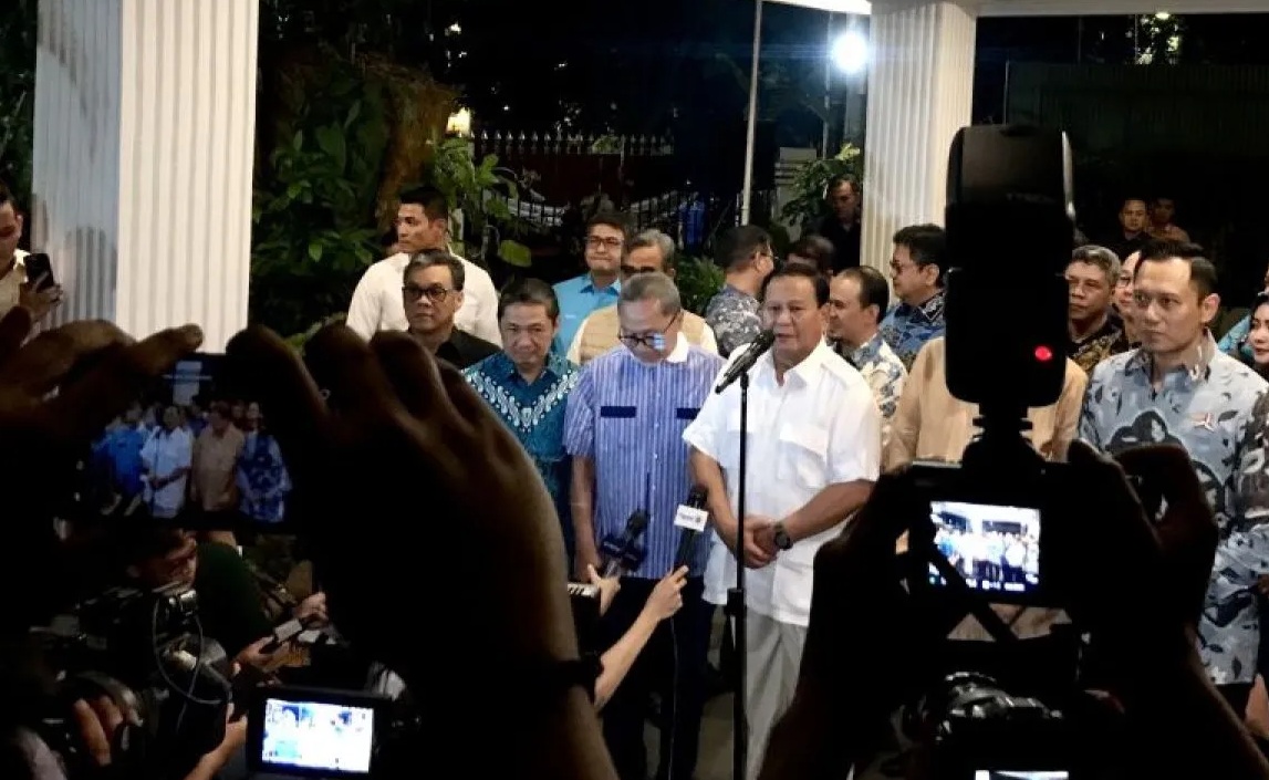 Ketua Umum Partai Gerindra sekaligus bakal calon presiden (capres) Prabowo Subianto di Jakarta, Minggu (22/10/2023)  (Genta Tenri Mawangi)