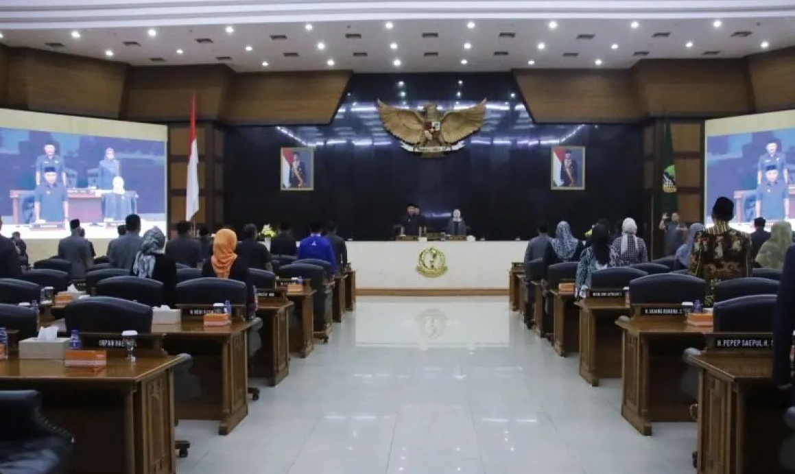Situasi Rapat Paripurna di Gedung DPRD Jawa Barat, Bandung, Kamis (26/10/2023). (ANTARA/HO DPRD Jawa Barat)
