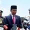 Presiden Joko Widodo memberikan keterangan pers usai memimpin upacara HUT Ke-78 TNI di Monas, Jakarta, Kamis (5/10/2023). (Indra Arief Pribadi).