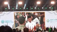Presiden Joko Widodo saat menghadiri acara Rapat Pimpinan Nasional Solidaritas Ulama Muda Jokowi 2023 di Istora Senayan, Gelora Bung Karno, Jakarta, Sabtu (7/10/2023). (Rangga Pandu Asmara Jingga)