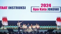 Presiden Joko Widodo memberi pidato saat menghadiri Konsolidasi Nasional Jaringan Relawan Alap-Alap Jokowi di Sentul International Convention Center (SICC), Kabupaten Bogor, Jawa Barat, Sabtu (7/10/2023). (Yulius Satria Wijaya)