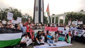 Ratusan Pelajar Bogor dan Anggota Komunitas Unjuk Rasa Bela Palestina