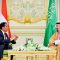 Presiden Joko Widodo (kiri) bertemu dengan Perdana Menteri Arab Saudi Mohammed bin Salman al-Saud (kanan) di Istana Al-Yamamah, Riyadh, pada Jumat (20/10/2023). (Biro Pers)