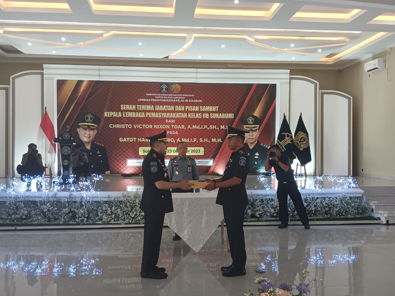 SERTIJAB: Lapas Kelas IIB Sukabumi daat menggelar Sertijab di Gedung Sulanjana, Senin (23/10).(Foto: BAMBANG/RADARSUKABUMI)